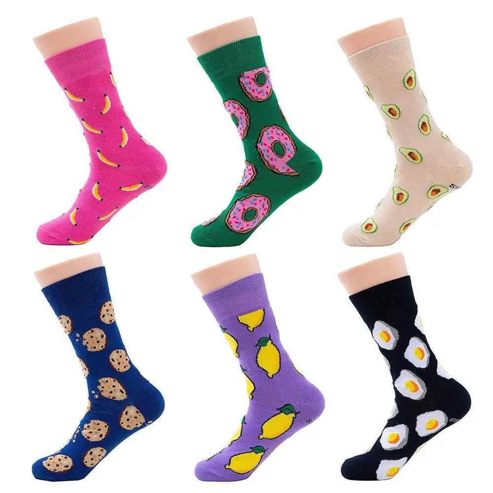 Harajuku Happy SOCKS Mens Fun Cartoon Fruit Avocado BaNANA Burger Cheese Biscuit Chicken Food SOCKS Skateboarding SOCKS X250319
