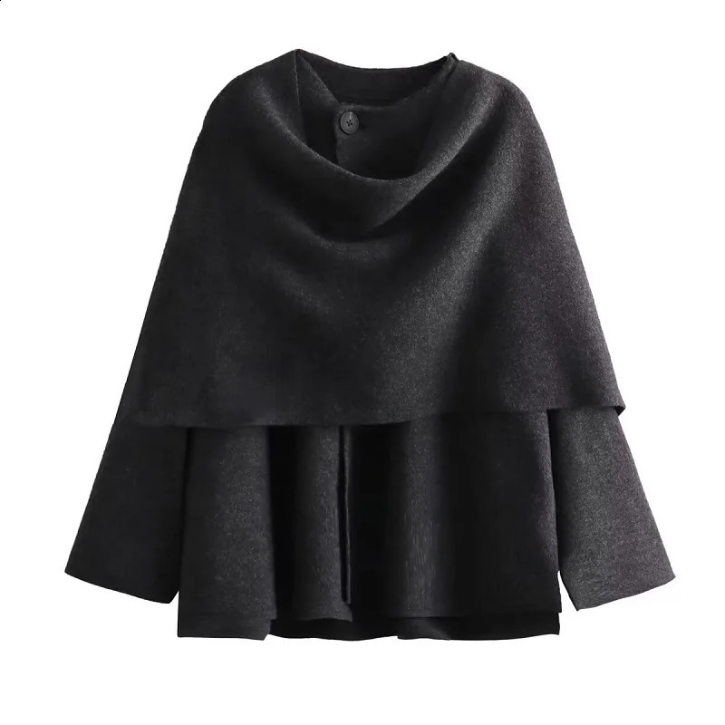 TRAF 2024 Plush Winter Coats for Women Asymmetric Scarf Demiseason Jacket Parkas Long Sleeve Padded Coat Woman 250319