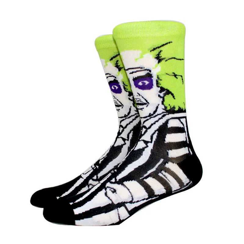 5 pairs of new anime mens long socks novel knee high couple role-playing socks personality hip-hop Harajuku women funny socks X250319