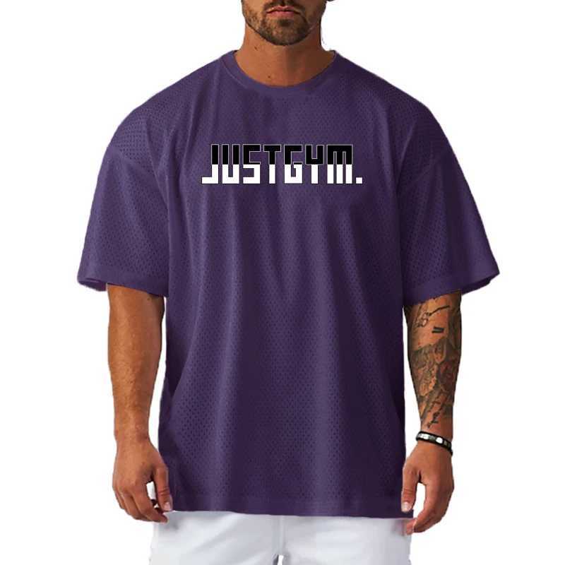 Summer running sports short sleeved quick drying net mens training loose oversized T-shirtT250318