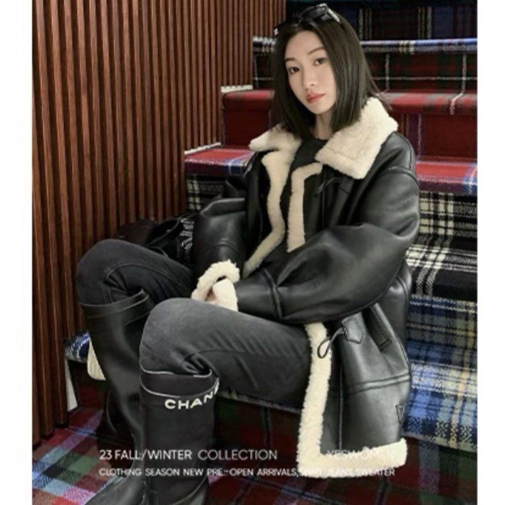 2025 Spring New Women's Ecological Leather Casual Fur Full Wool Inner Warm Coat