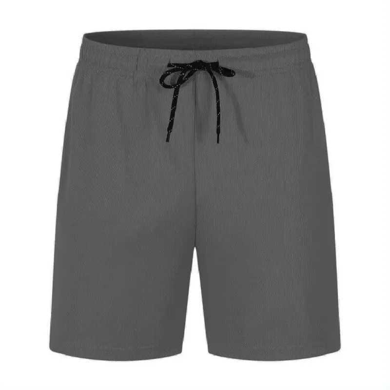Mens sport pocket solid color drawstring dry beach shorts summer pants pocket loose sports pants W250319