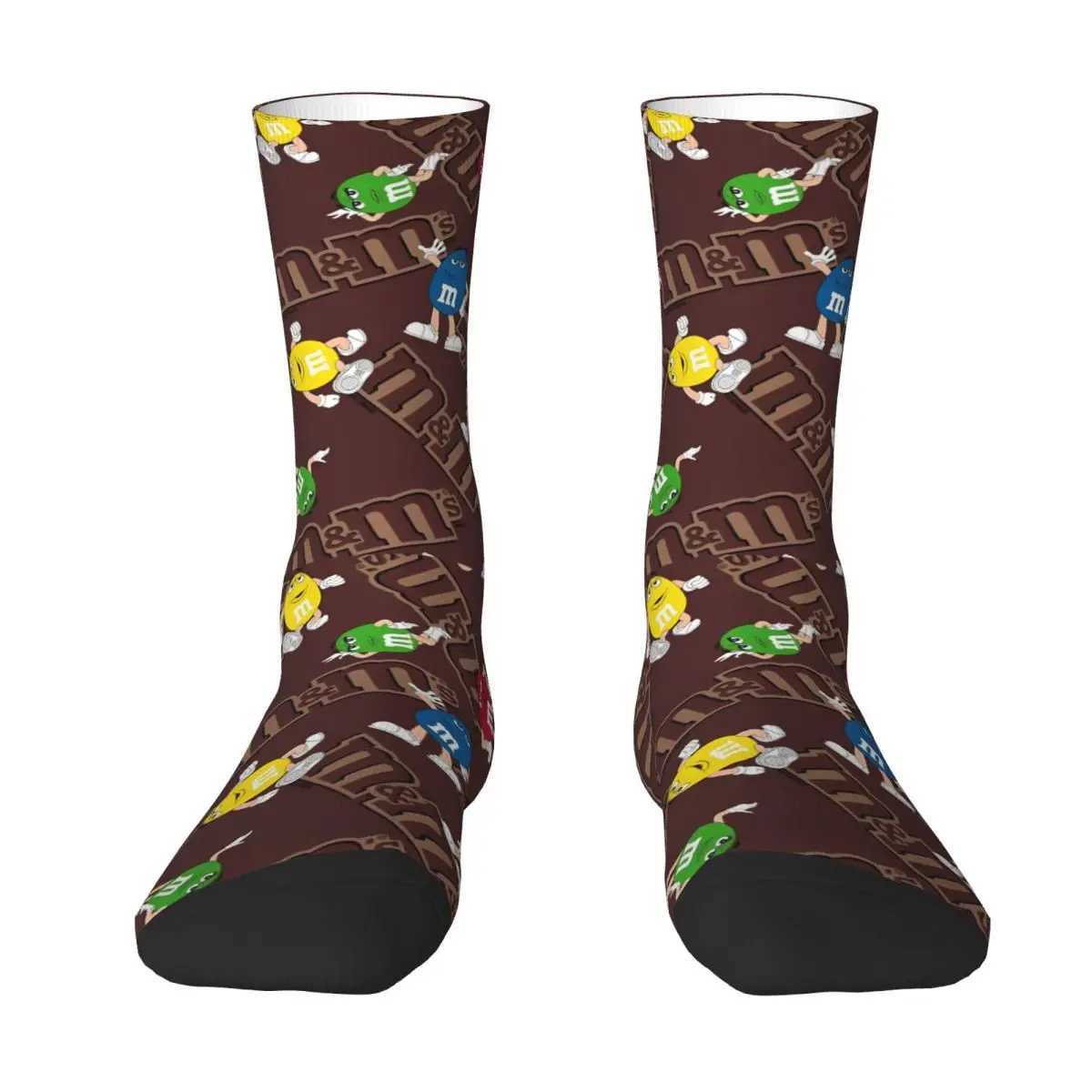 M Chocolate Bean Stocking Mens Breathable Retro Socks Spring Running Sports Antibacterial Pattern Socks Gift X250319