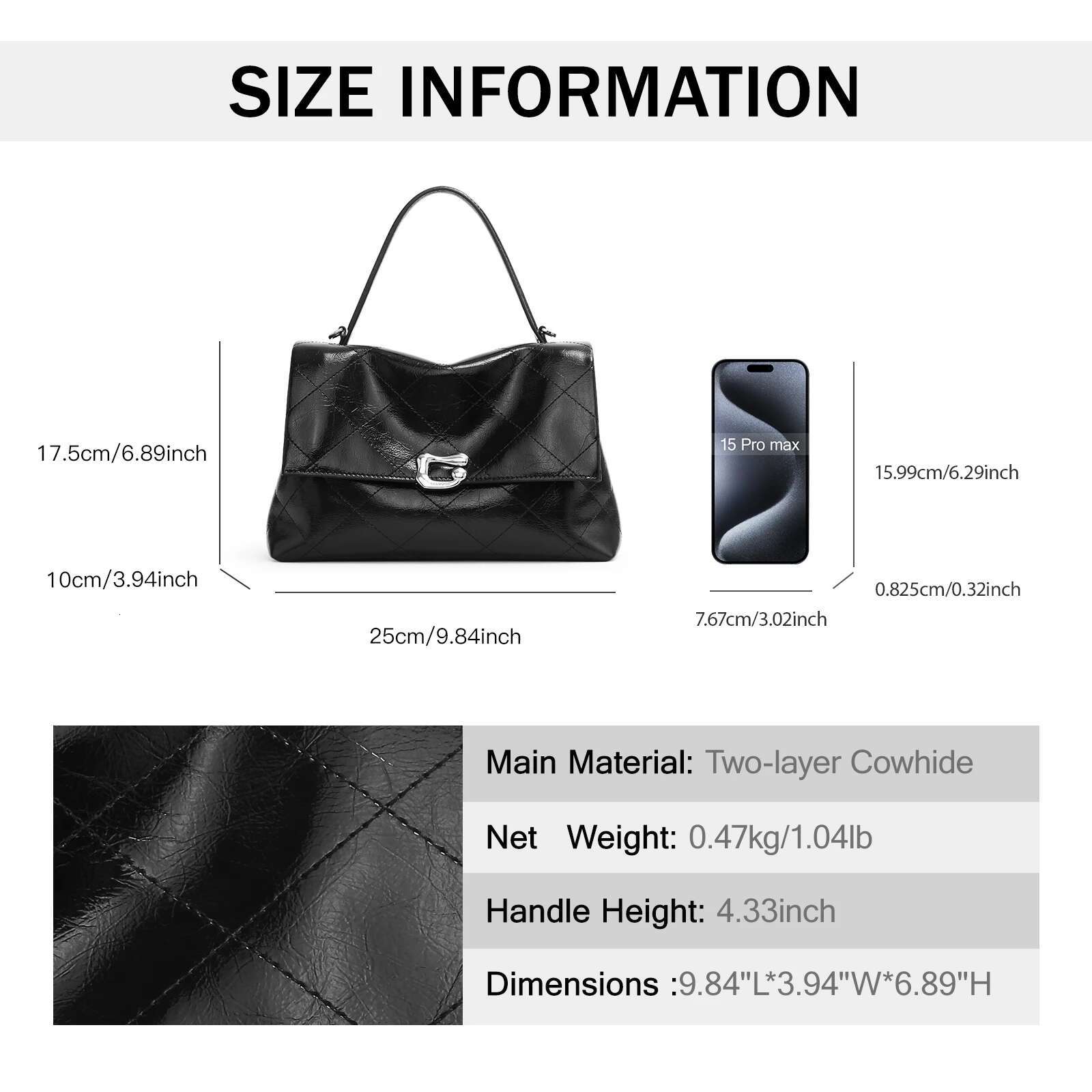 ITAMOOD Messenger Textured Work Commuting Large Capacity Leisure Handbag Genuine Leather Retro Tote Bag