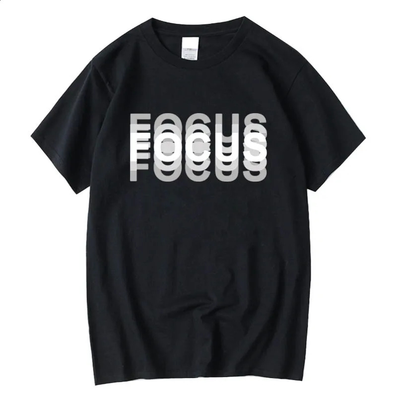Summer Mens 100 Cotton High Quality Casual Sports Loose Oversized Funny Focus Print Round Neck Short Sleeved Tshirt Tops 250319