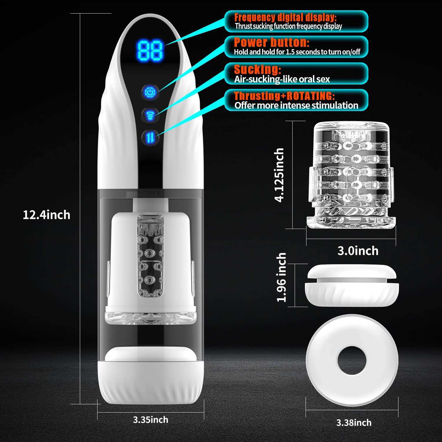 Automatic male penile puncture toy 9 suction stimulation rotation mode adult masturbation cup oral sex machine vaginal pump adultXJ250319