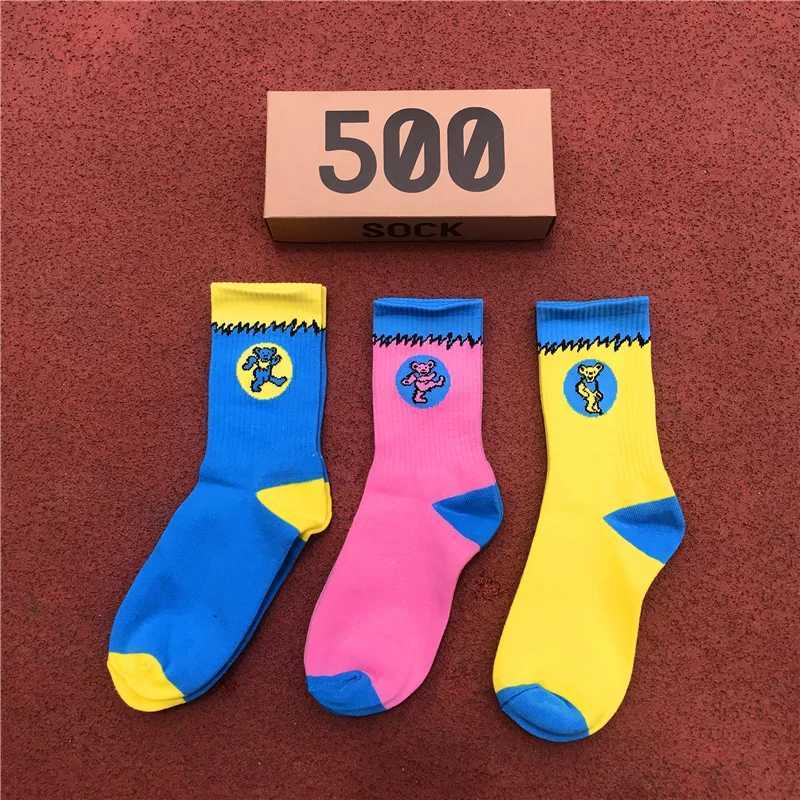 3 pairs/box fashionable mens and womens fashionable personality color dance bear competition youth SOCKS gift bag X250319