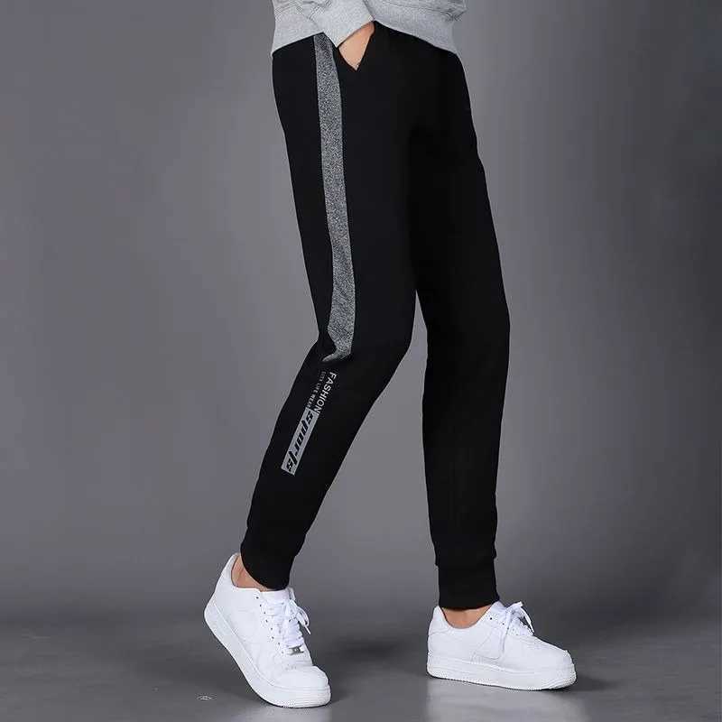 Trendy Versatile Spring Casual Pants Men Elastic Waist Contrasting Pockets Zippers Tie Feet Fashion Loose Sports Sweatpants 2024 X250319