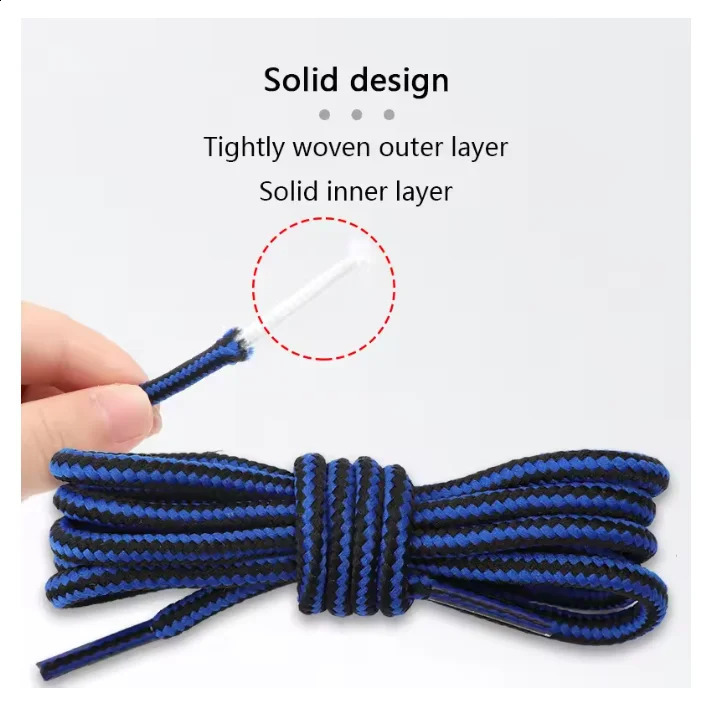 9 Pair Fashion Boots Shoe Laces Round Striped Double Colors Shoelaces Wear-resistant Mountain Climbing Sports Cotton Shoestrings 250319
