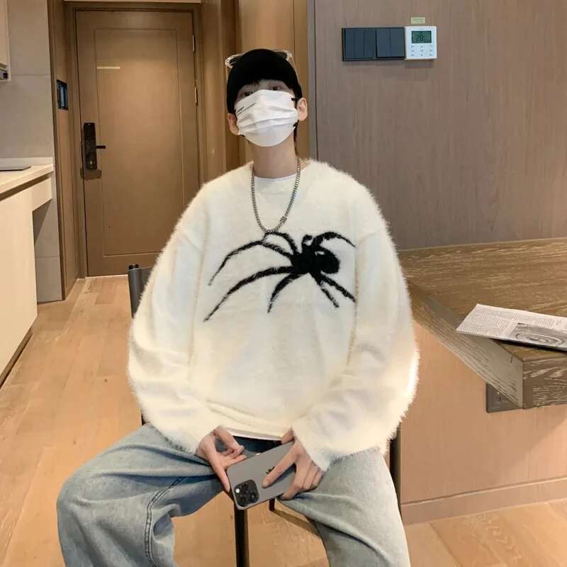 Haruku High Street Mohair Spider Men Women Fashion Casual Loose Senior Sense Niche Design Couple Mink Cashmere Sweater