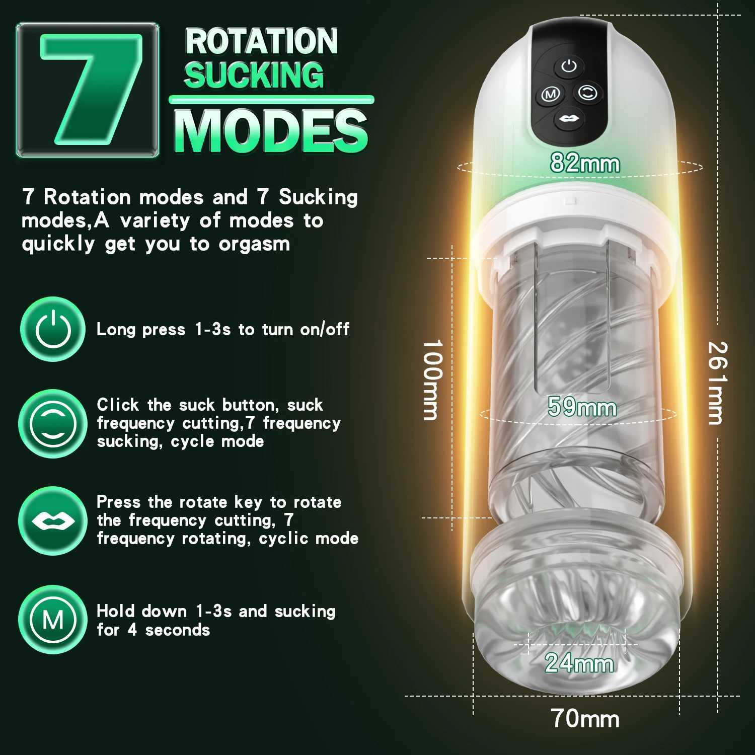 HESEKS 7 Rotating Water Absorption Hydrotherapy Automatic Male Masturbator Real Cat Adult Masturbation ToyXJ250319