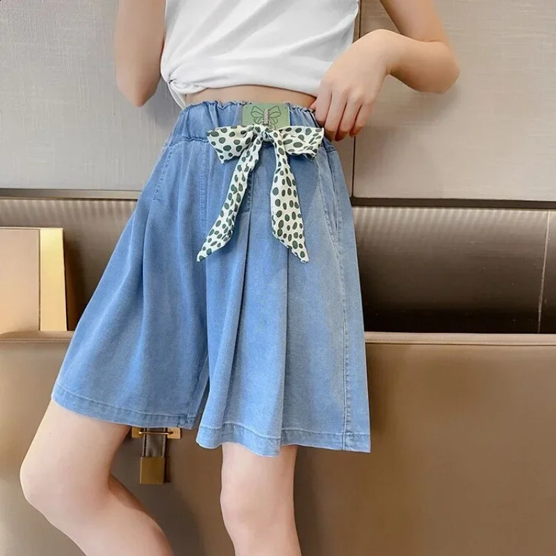Girls shorts summer outside wear big children foreign girls thin denim five childrens skirt trousers sonic 250319