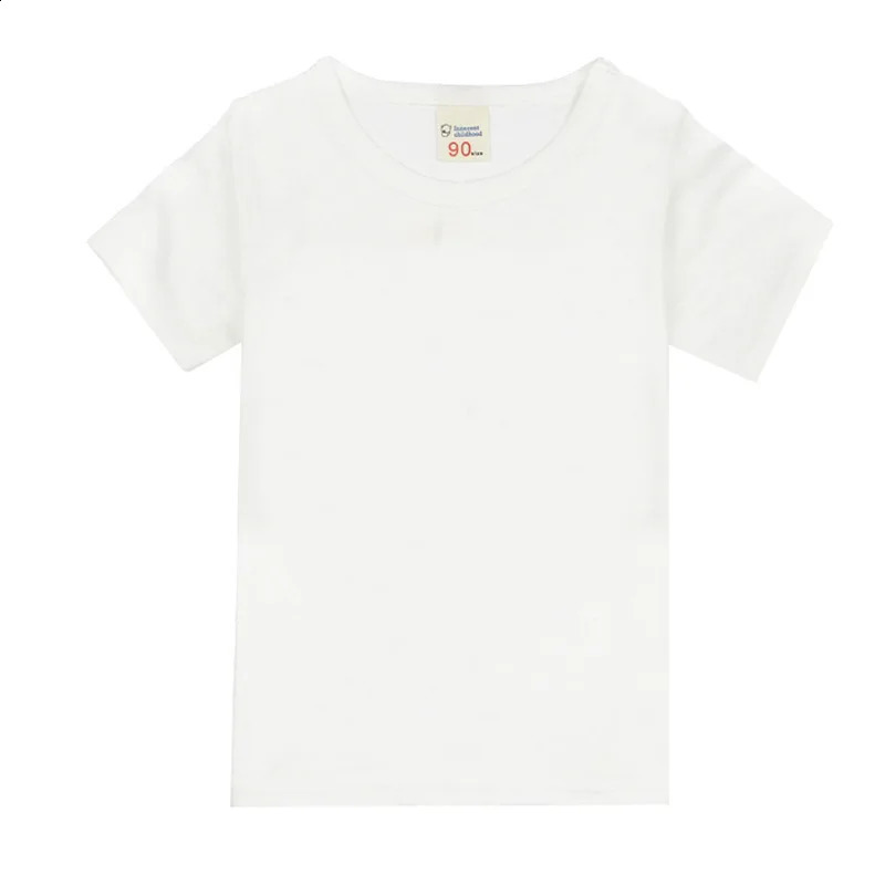 216 year old boys Tshirt cotton short sleeved girls clothing summer solid youth childrens Koreas top baby 250319