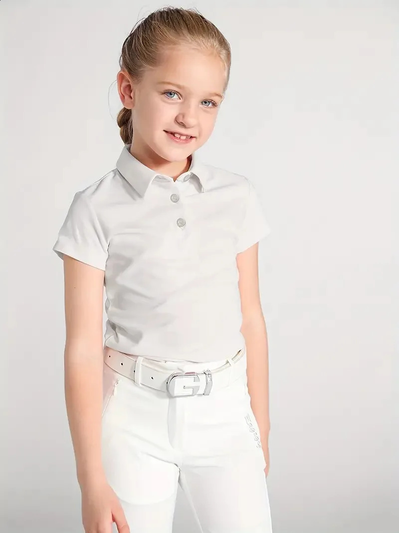 Summer Girls Golf Training Competition Team Children Tops Short Sleeve Clothes Women T Shirt Polo Kids Short-sleeved Shirts Tee 250319