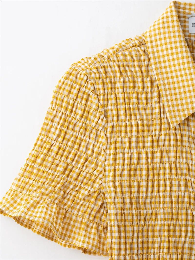 Yellow plain mini dress single chest ultrathin womens 2025 re export collar short sleeved casual summer 250319