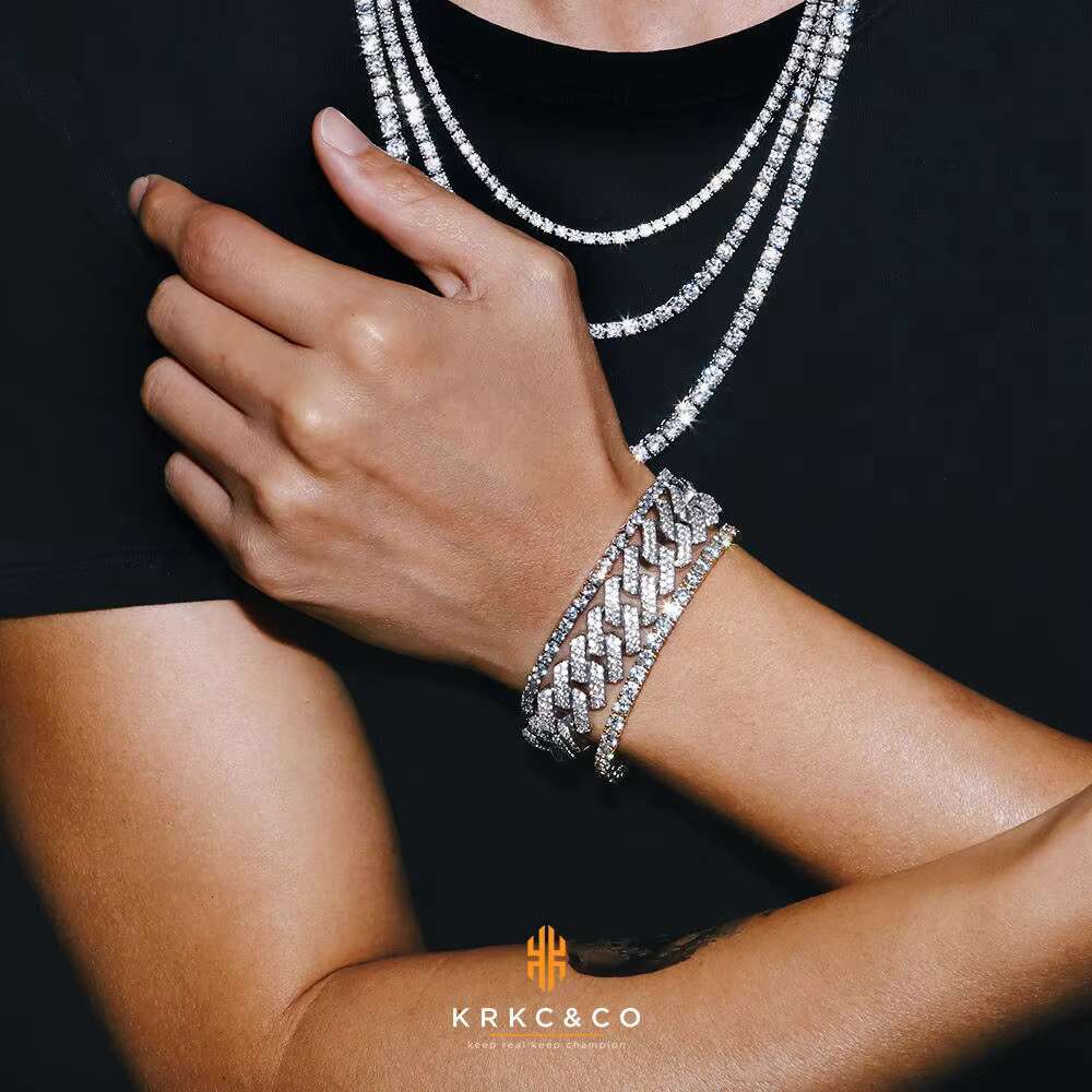 3/4/5mm Moissanite Tennis Chain GRA VVS Jewelry 14K White Gold Plated Sterg Sier Men Women Brides Wedding Bracelet