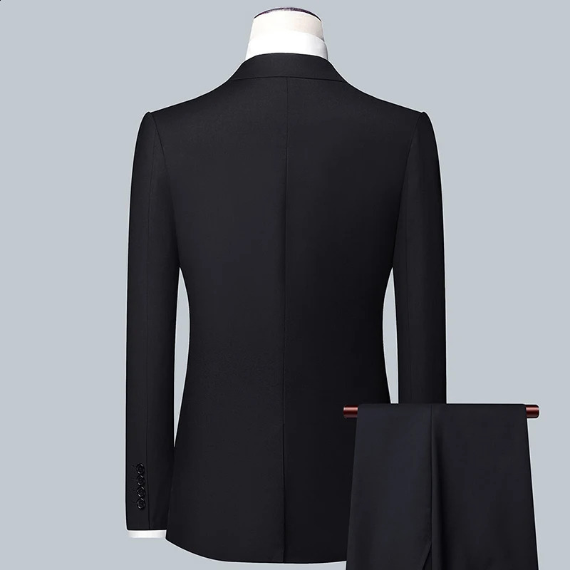 2024 High quality two button men suit trousers Fashion handsome slim business professional work formal twopiece set 250311