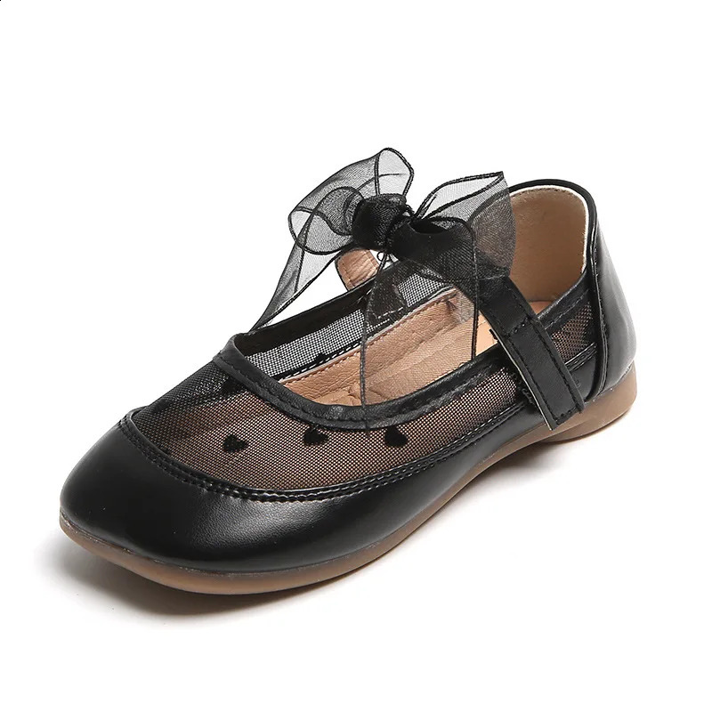 Childrens Leather Shoes SpringSummer Collection Cute Princess Mesh Breathable Bow Single 250319
