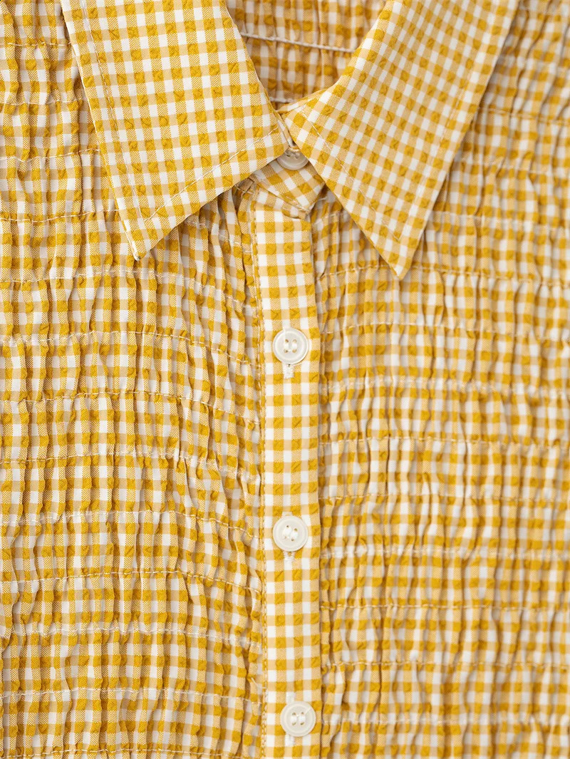 Yellow plain mini dress single chest ultrathin womens 2025 re export collar short sleeved casual summer 250319