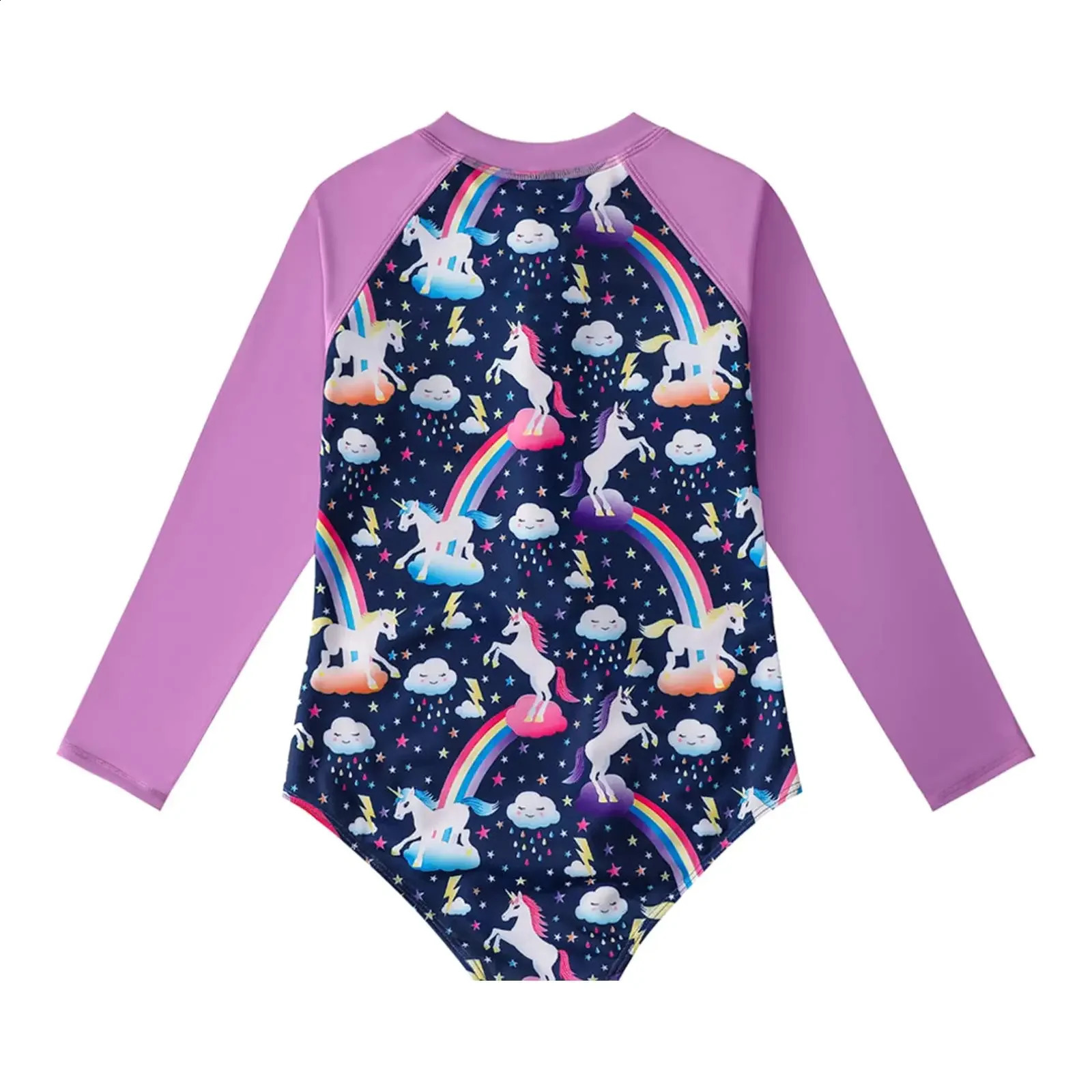 Swimming Suit for Kids Girl Kids Girls Swimming Jumpsuit Swimwear Long Sleeve Front Zipper One-piece Suit Beach Bathing Bodysuit 250319
