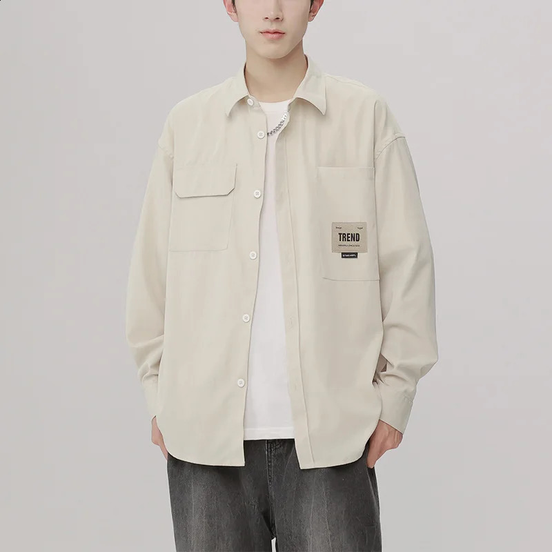 Mens slim fit long sleeved shirt with chest pocket ly sold colorful comfortable buttons cargo collar at the bottom 250317