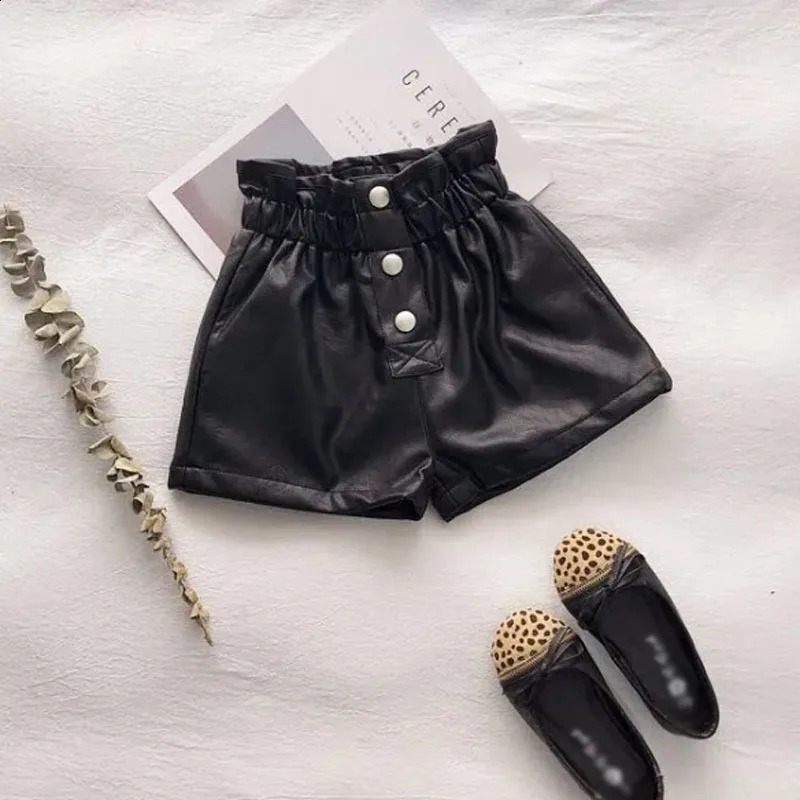 Girls Velvet Leather Shorts Autumn Winter Clothes Korean Girls Clothing Street Fashion High Waist Leather Shorts 250319