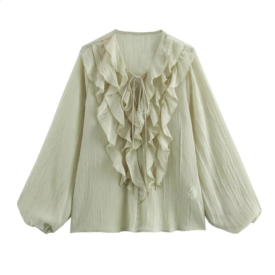 Trafshe Ruffles elegant summer shirts and long sleeved tops for womens vintage clothing 3897052 250312