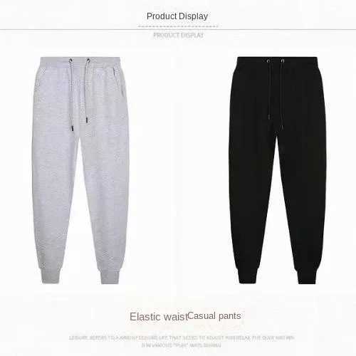 Mens Cotton Casual Pants Thickened Drawstring Sweatpants Loose Plus Size and Ankle Pants Black Gray Pants Sweatpants Casual X250319