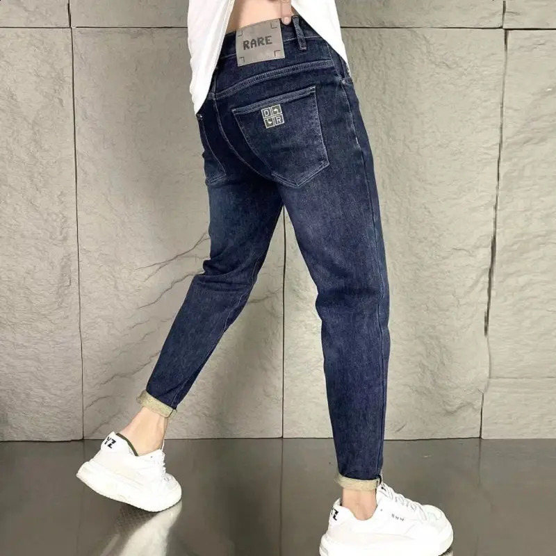 Harajuku Fashion Trendy Spring Autumn Slim Fit Casual Jeans for Men Vintage Tapered Pencil Pants Stretch Boyfriend 250312