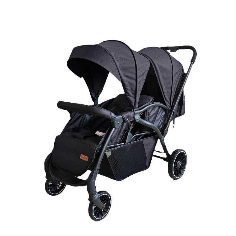 Double baby stroller lightweight double baby stroller foldable baby stroller high landscape suitable for infants aged 0-3 years old Z250319