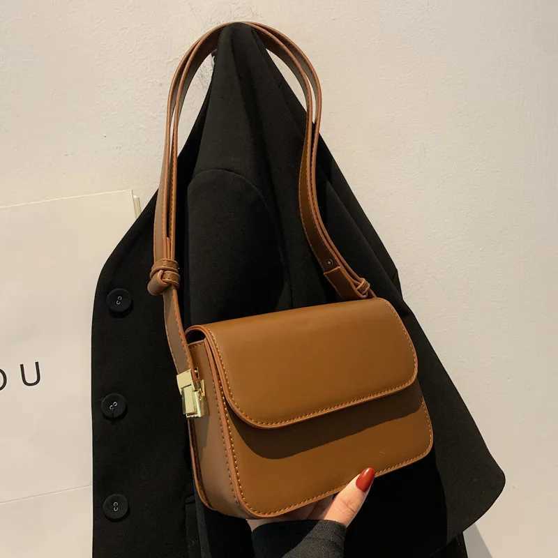 New Arrival Vintage Pu Leather Womens Bag Solid Color Simple Fashion Female Shoulder Crossbody Bags Luxury Design Bag T250318
