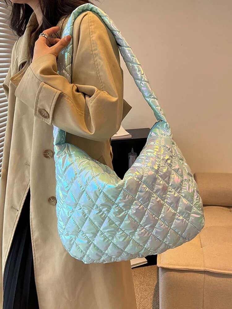 2025 New Cotton Women's Handbag Large Capacity Designer Women's Handbag Laser Multi Color Diamond Pattern Daily Life Travel Work Trendy Bag