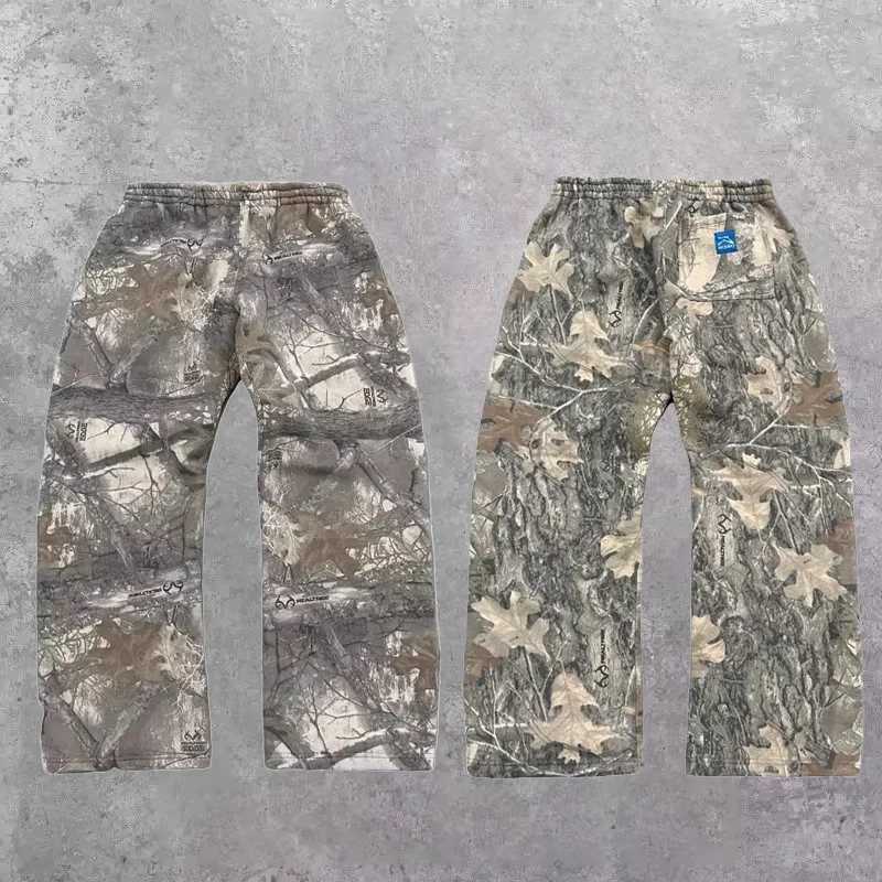 Y2K Mens Bag Pants Harajuku Camo Pattern High Quality Retro Sports Pants Hip Hop Mens Wide Leg MensT250319