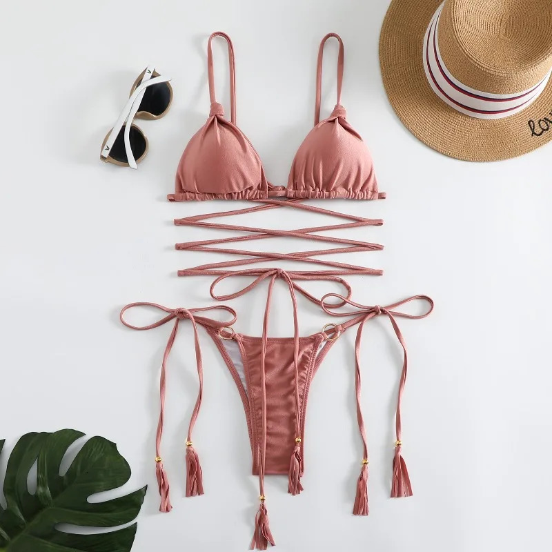 womens swimsuit sexy bikini hollow swimsuit thong Biquini cross string bikini swimsuit set bikini swimsuit 250318