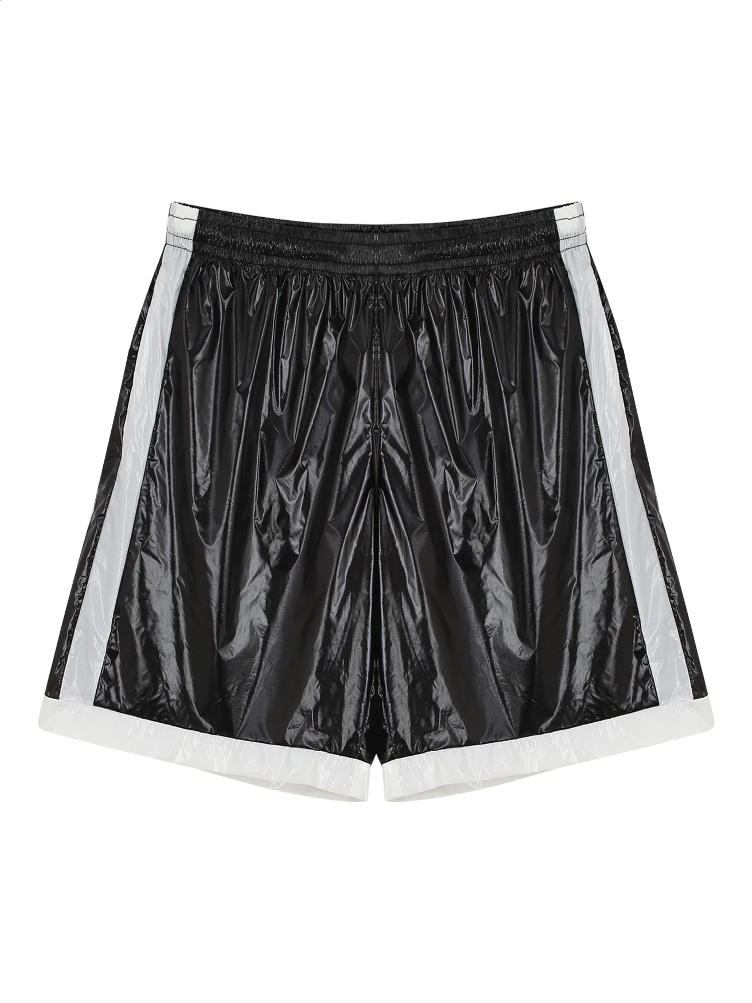 Mens Wet Look Boxer Shorts Drawstring Elastic Waist Pockets Waterproof Beach Shorts Swimming Trunks Loose Fit Short Pants Club 250317