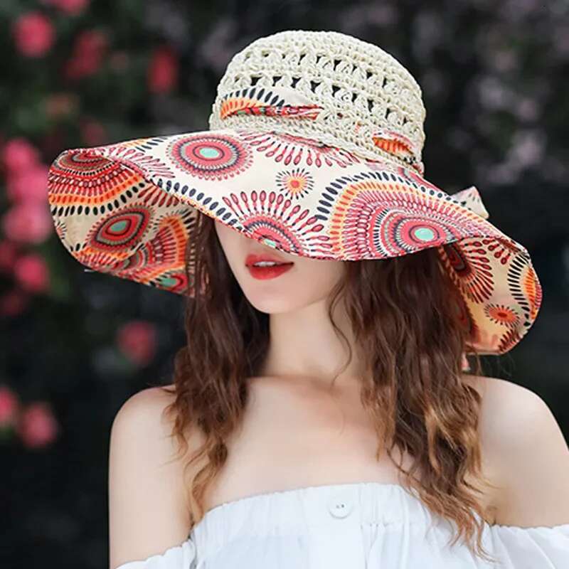 New Fashion Straw For Women, Solid Color Sunscreen Sunshade, Outdoor Beach And Seaside Big Hat, Vacation Sunshade Hat