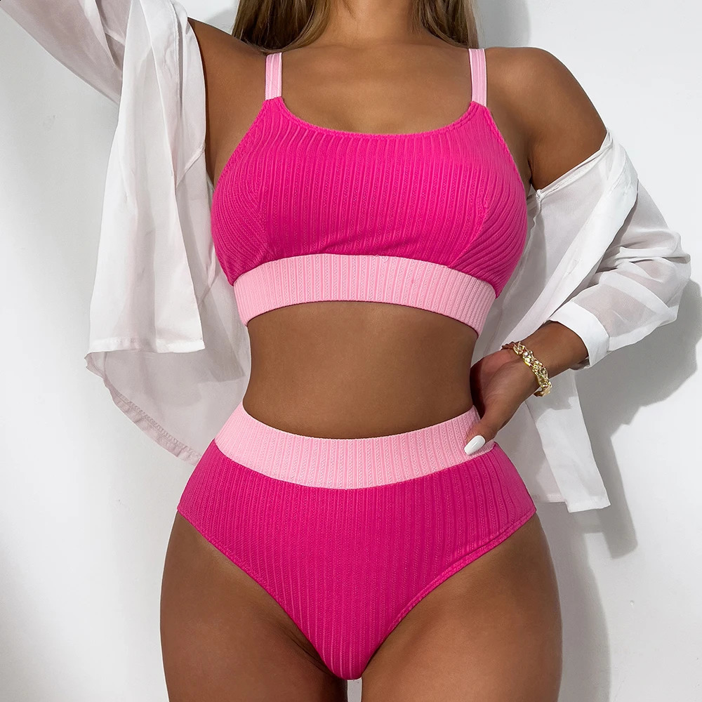 Strappy Bikini Womens High Waist Swimsuit Womens Sexy Swimsuit Solid Swimsuit Bathroom Swimsuit Beach Wear Summer Swimsuit 250314