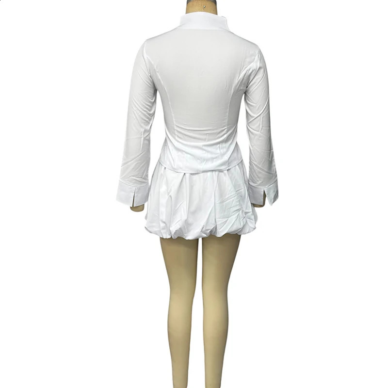 Wefads womens twopiece fashionable and sexy solid long sleeved Vneck zipper top mini Babao dress 250318