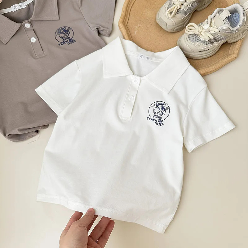 Baby Girls Boys Polo Shirt Kids Short Sleeved White Shirts School Uniform Top Tees Summer Childrens Casual Clothing 250319