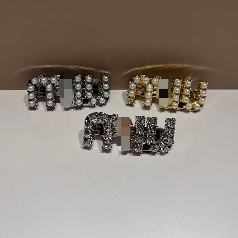 Hair Clips Barrettes 2024 New Rhinestone Bead Spring Clip High-end and Niche Design Fashionable Bangs Broken Hair Accessory H250318