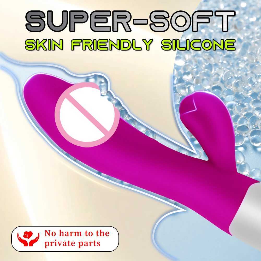 Strong G Spot Dildo Rabbit Vibrator Soft Silicone Pussy Massager Rechargeable Vagina Clitoris Stimulator Adult Sex Toy for Woman W250319