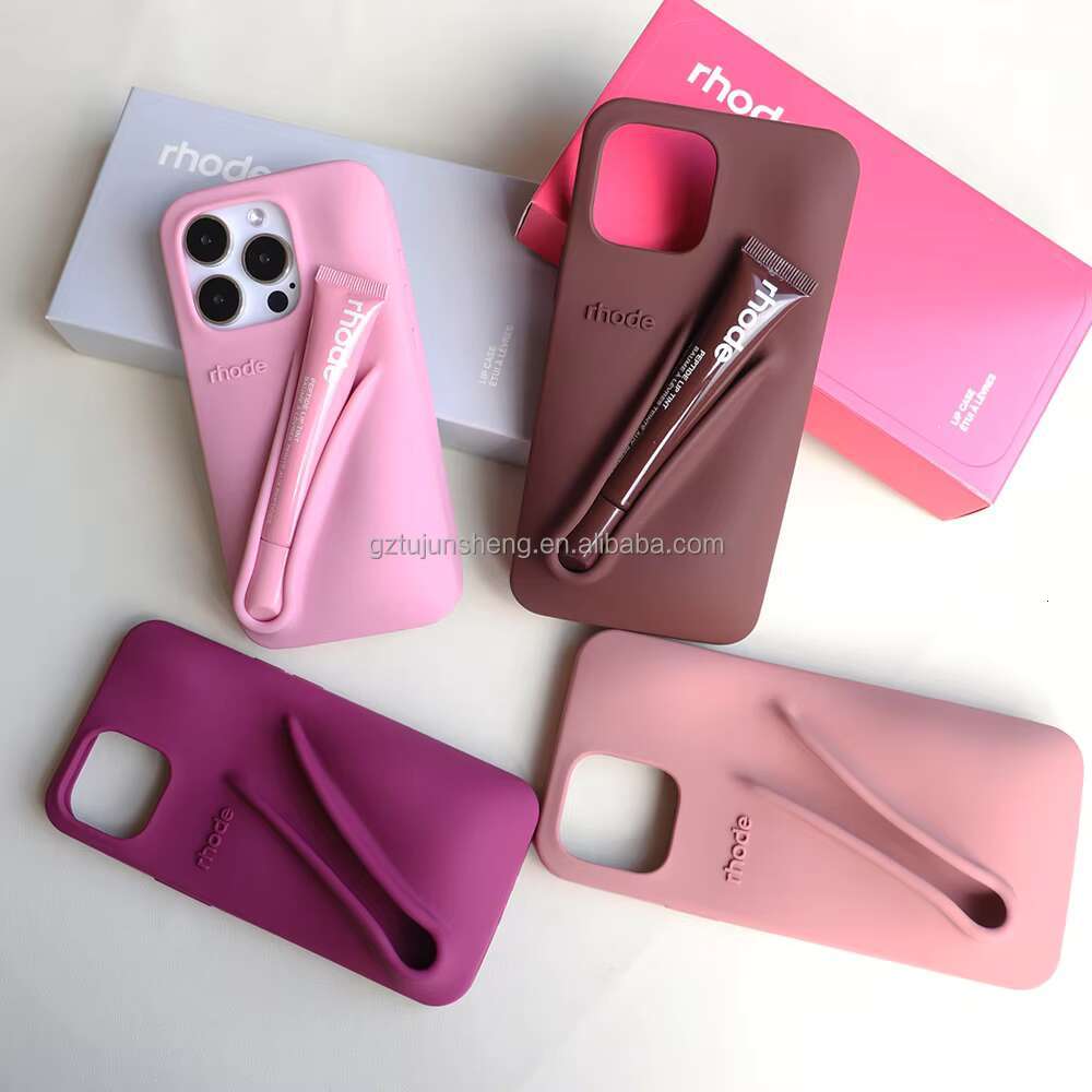 New Fashion Design Gloss Phone Case for iPhone 15 Pro Max 14 13 Rhode 3D Silicone Lip Balm Anti Fall Protect Cover