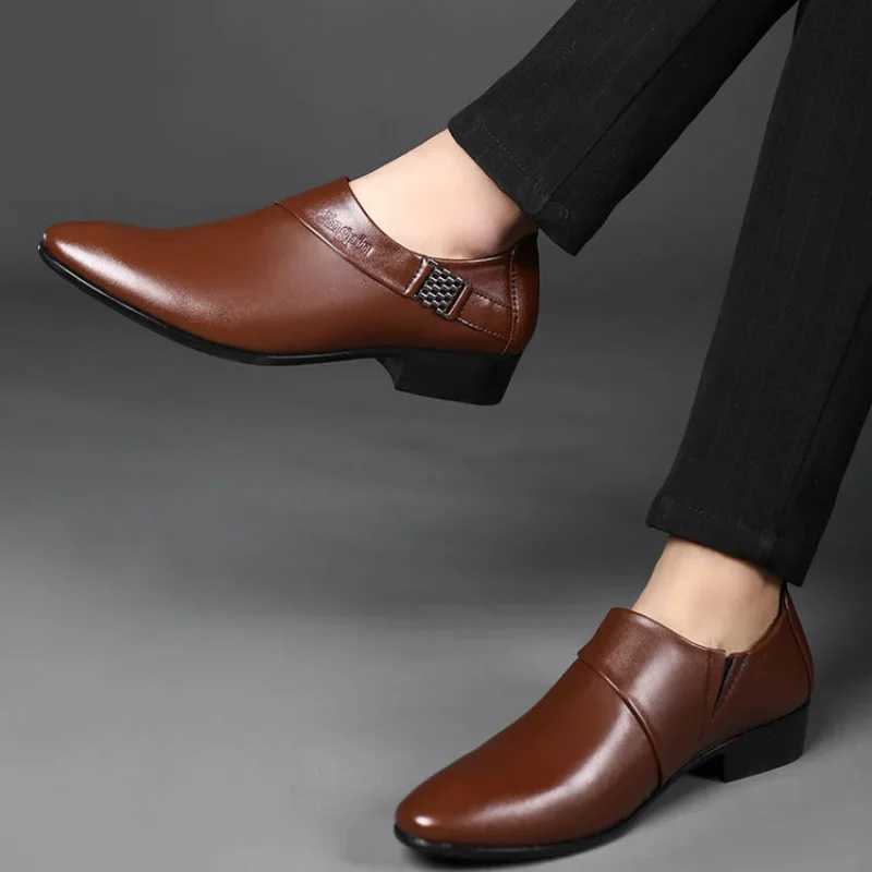 Leather casual mens social shoes official dress shoes mens business gentlemen 2024 style cheap cleaning low-priced set officeXJ250319