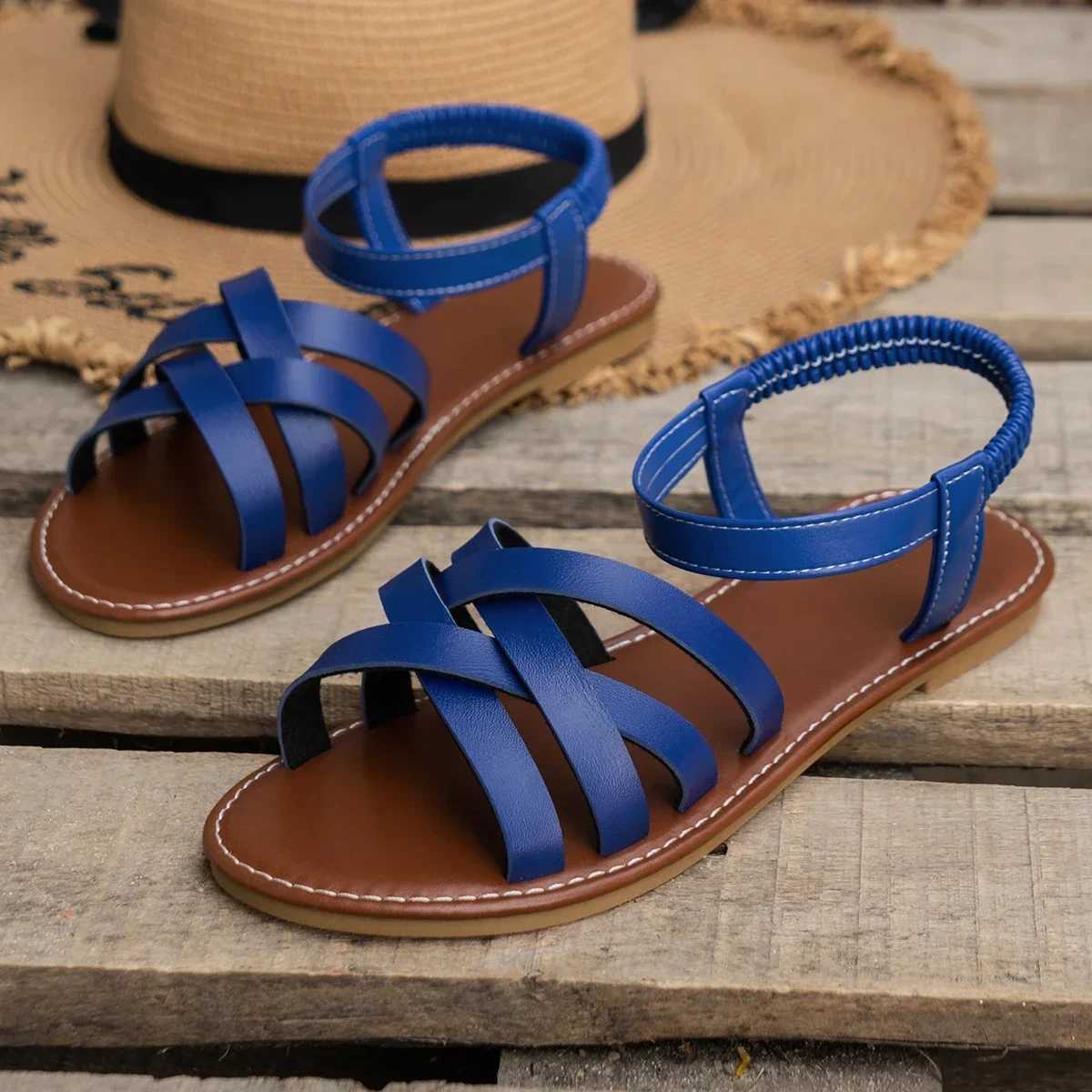 New Arrival Chic Spring Essential Womens lightweight flat sandals with a simple elastic band perfect for all day comfort and fashion T250318