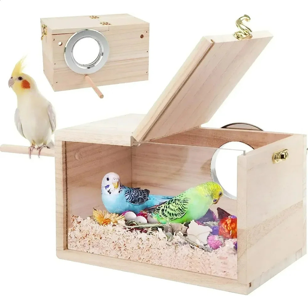 Transparent n Parakeet parrot cage house easy to clean smooth edges nest box bird supplies 250318