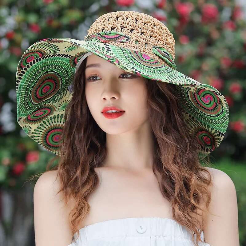 New Fashion Straw For Women, Solid Color Sunscreen Sunshade, Outdoor Beach And Seaside Big Hat, Vacation Sunshade Hat