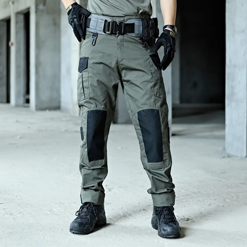Wear resistant outdoor tactical pants mens casual cargo Trouser multi pocket waterproof work hiking training 250319