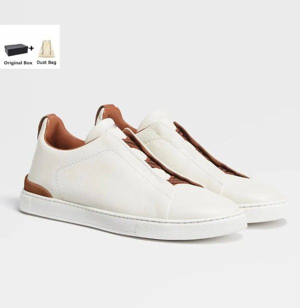 Brands Triple-crossed Elastic Sneakers Shoes Calf Leather Mens Suede Leather Party Wedding Low-top Casual Flats Comfort Sporty Walking EU38-46