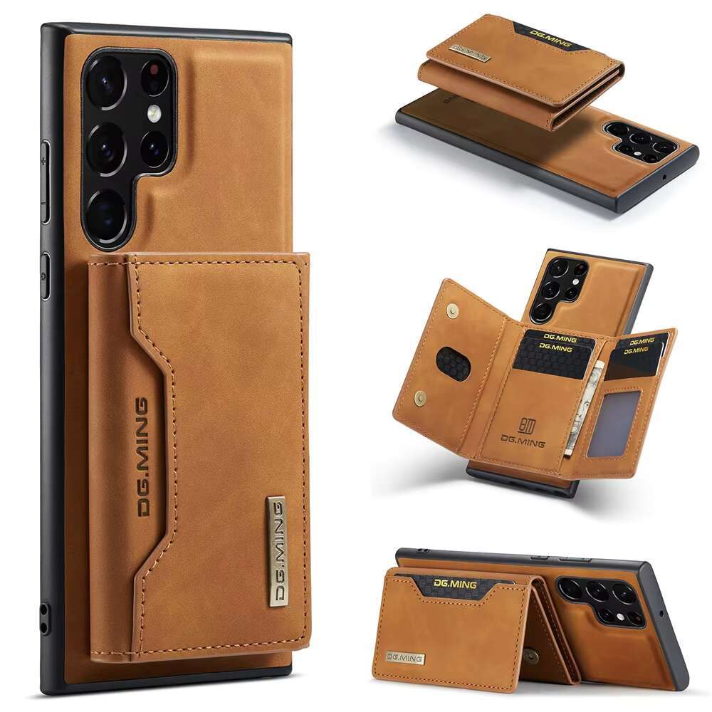 Detachable Leather Magnetic Card Pocket Phone Galaxy S23 S24 Plus Ultra, Wallet Case for Samsung S22 Ultra