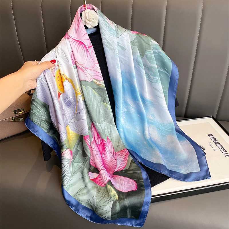 Fashion printed 90CM silk square scarf suitable for design bands Bandana Fem Neckerchief headscarf shawl packaging Foard Echape X250319